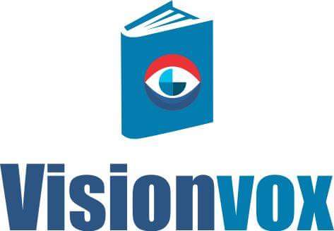 A capa de um livro, com um olho no centro e abaixo escrito Visionvox